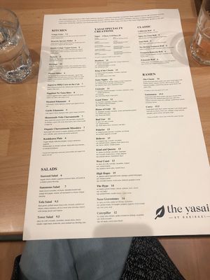 Amazing Menu!! at The Yasai - Convoy in San Diego