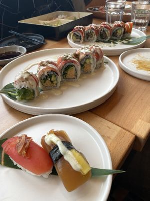 Nigiri pair, West Coast roll, and Heathens roll at The Yasai - Convoy in San Diego