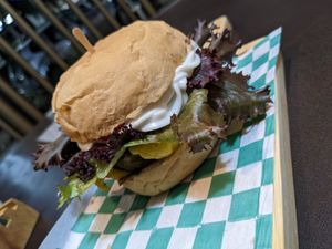 Falafel burger with cheese at Doppel Brügger in Rio De Janeiro