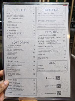 Menu at Doppel Brügger in Rio De Janeiro