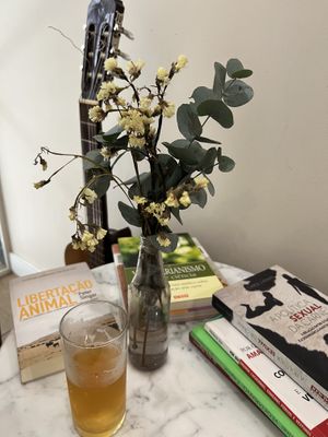 Vegan reads   at Doppel Brügger in Rio De Janeiro