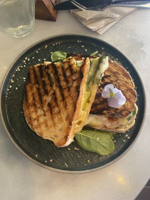 Vegan pesto toastie  at Wolfox in Brighton