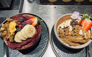 Açaí bowl and bliss bowl  at Wolfox in Brighton