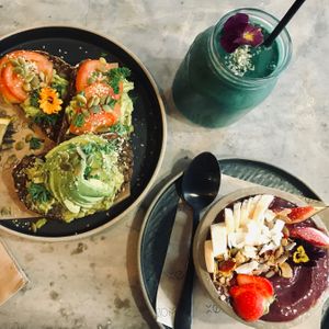 Avocado toast active smoothie açaí bowl  at Wolfox in Brighton