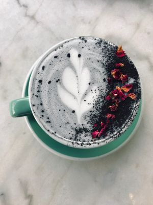 Charcoal latte at Wolfox in Brighton