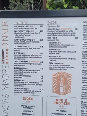  at Gracias Madre in Newport Beach