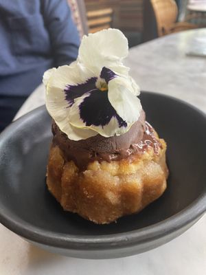 Pineapple upside down cake with choc gelato  at Gracias Madre in Newport Beach