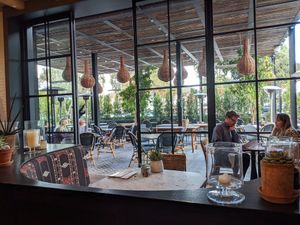 Booth seating indoors at Gracias Madre in Newport Beach