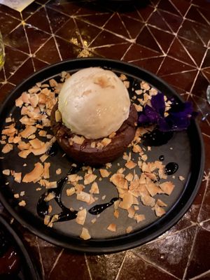 Brownie with peanut butter ice cream at Gracias Madre in Newport Beach