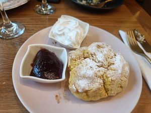 Scone, cream and jam at Plush in York