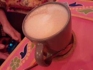Oat latte in the Moroccan themed room at Plush York at Plush in York