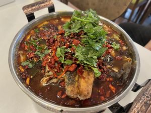 Mala grilled fish, nice!  at Zi Zai Vegetarian 自在齋 - West Coast in West Singapore