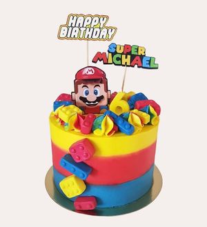 Custom Lego Mario cake at Talitha Grace in Schiedam