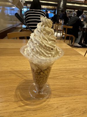 Soy ice cream in a cup rather than cone  at Futaba Fruits Parlor in Nagoya