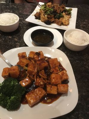 Orange tofu and home tofu    at Mulan Asian Bistro in Memphis
