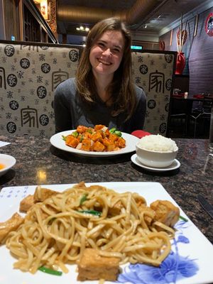 Vegan lomein and Bejing Tofu at Mulan Asian Bistro in Memphis