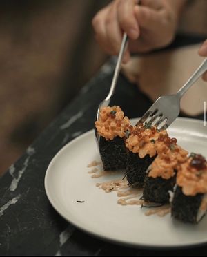 Plant based dynamite maki at Broccoli Revolution - Charoenkrung in Bangkok