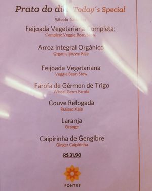 Menu do dia (Sábado) at Fontes in Rio De Janeiro