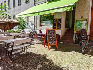 Outside of Falafel Sababa at Falafel Sababa in Berlin