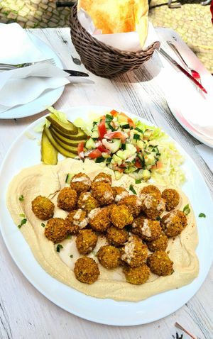 Falafel and hummus at Falafel Sababa in Berlin