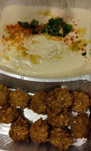 Hummus, Falafel, Pita at Falafel Sababa in Berlin