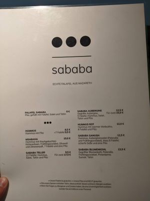 Menu 1 at Falafel Sababa in Berlin