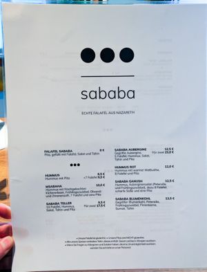 Menu page at Falafel Sababa at Falafel Sababa in Berlin