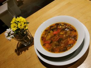 Vegetable soup at Falafel Sababa in Berlin