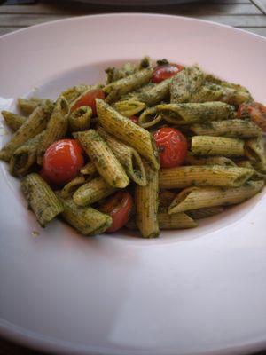 Penne mit Kräuterpesto at Seepferdchen in Zingst