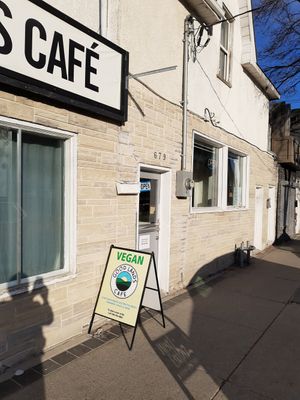 Outside at The Good Lands Cafe in Winnipeg