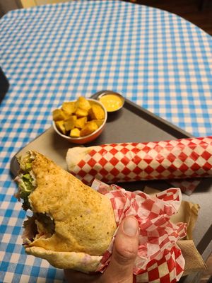 Tried the home fries as well - great! at The Good Lands Cafe in Winnipeg