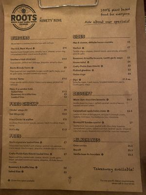 All vegan - no worries  at Ninety Nine Bar and Kitchen in Aberdeen