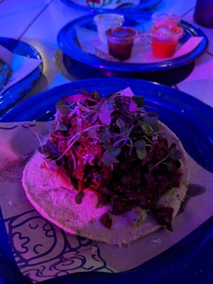 Beet Tartare Tostada at Nixta Taqueria in Austin