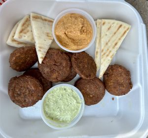 Falafel platter with hummus and cashew tzatziki   at AltaVita Restaurant in Idaho Falls