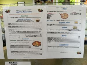 Plant based menu  at AltaVita Restaurant in Idaho Falls