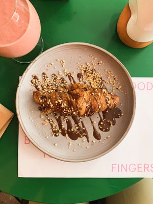 Vegan croissant and smoothie at Wild Souls in Athens