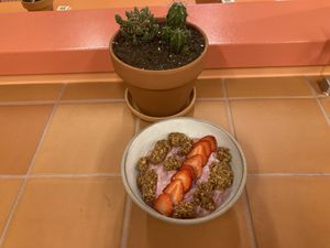 Vegan yogurt, granola bowl  at Wild Souls in Athens