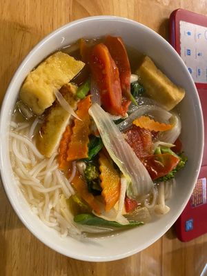 Vegs Noodles soup for only 50k at Buddha Belly in Ninh Binh