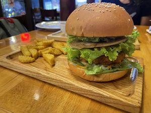 Vegan burger  at Buddha Belly in Ninh Binh