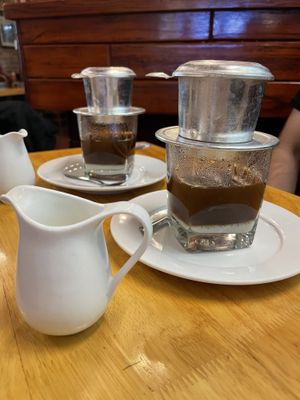 Vietnamese coffee with soya milk  at Buddha Belly in Ninh Binh