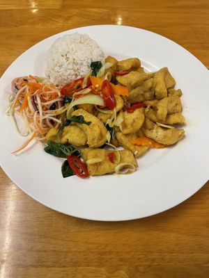 Spicy tofu   at Buddha Belly in Ninh Binh