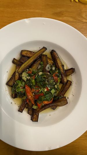 Grilled Eggplant w/ Spring Onion Oil #Veganuary at Buddha Belly in Ninh Binh