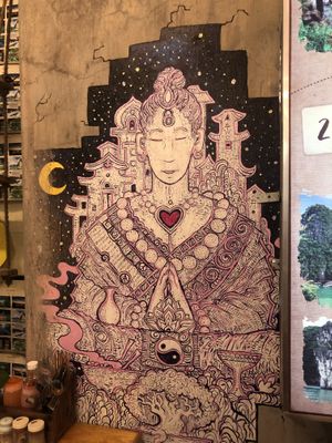 Some wall art😄 at Buddha Belly in Ninh Binh
