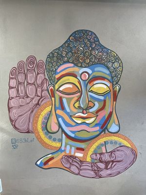 Wall painting at Buddha Belly in Ninh Binh