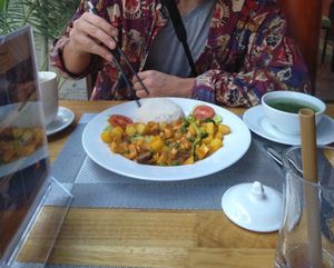 Curry comes with soup at Buddha Belly in Ninh Binh