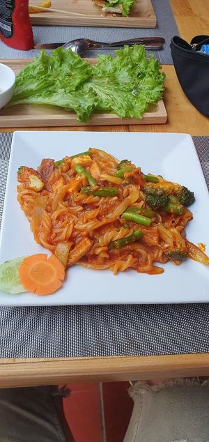 Vegetarian pasta at Buddha Belly in Ninh Binh