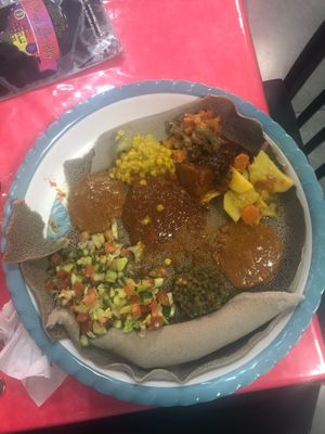 Bayenetu plate - A lot of food and delicious! at Fast Habesha in Eilat