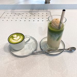 Matcha cappuccino and matcha affogato   at Soi & Co in Berlin
