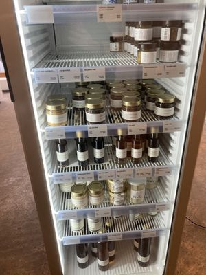 Fridge with their misos/tofu/etc  at Soi & Co in Berlin