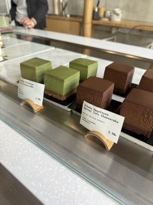 Tofu cheese cakes. Chocolate & Matcha   at Soi & Co in Berlin